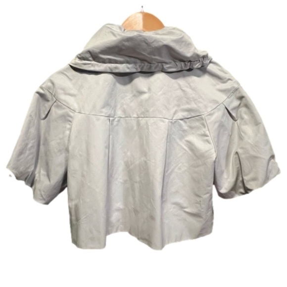 Elle Women's Cropped Gray Jacket Full Zip Bell Pleated Puffer Sleeves - Picture 2 of 7